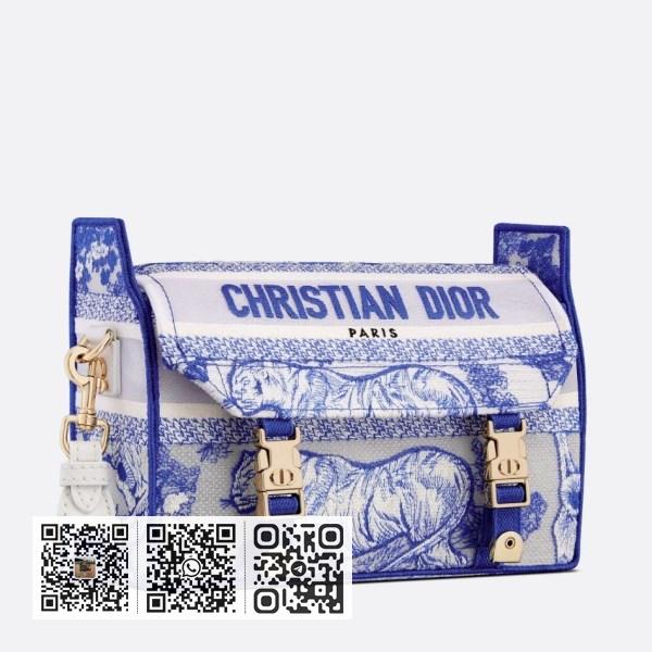 Dior 小号 Diorcamp 蓝色透明 Toile de Jouy 帆布包