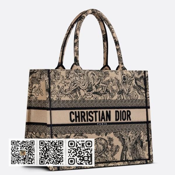 Dior 中型棕色 Toile de Jouy 刺绣 Book 托特包