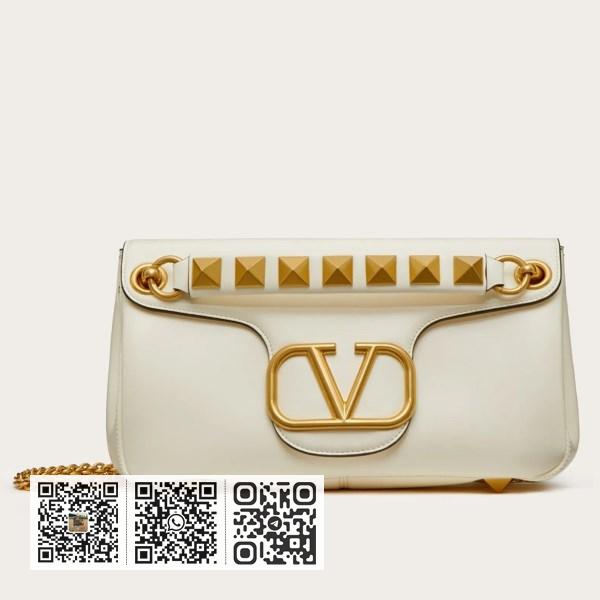 Valentino 白色纳帕皮革铆钉标志单肩包