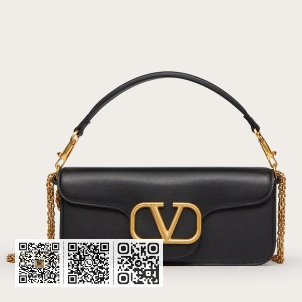 Valentino Loco 黑色小牛皮大号单肩包