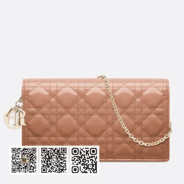 Dior Lady Dior Rose Des Vents 漆皮链手拿包