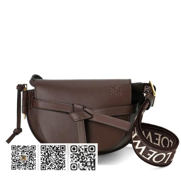 Loewe Mini Gate 双包巧克力色小牛皮