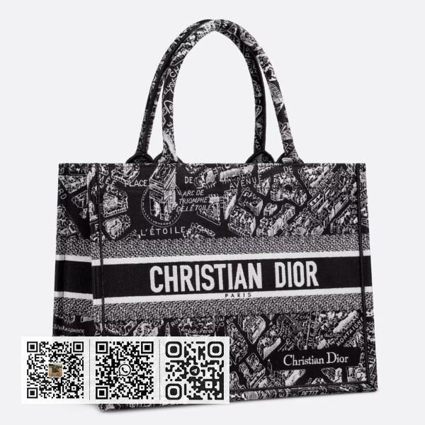 Dior 中型黑色 Plan de Paris 刺绣 Book 托特包