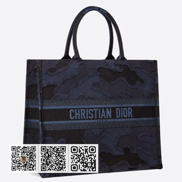 Dior Book 蓝色迷彩刺绣帆布手提包