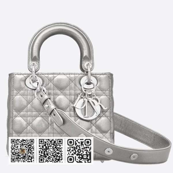 Dior My Lady Dior 银色粒面小牛皮包