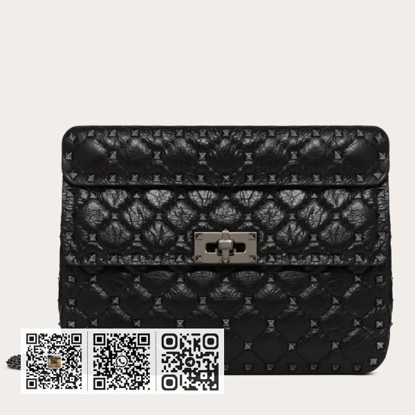 Valentino 中型 Rockstud Spike 链条黑色包款