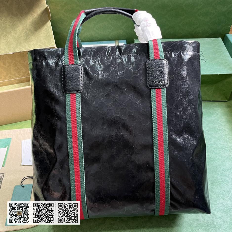 《搭配全套原厂绿色礼品袋》Gucci水晶帆布中型托特包Gucci水晶帆布