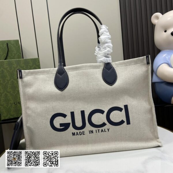 《配全套原厂绿色礼品袋》新品 饰Gucci印花中托特包