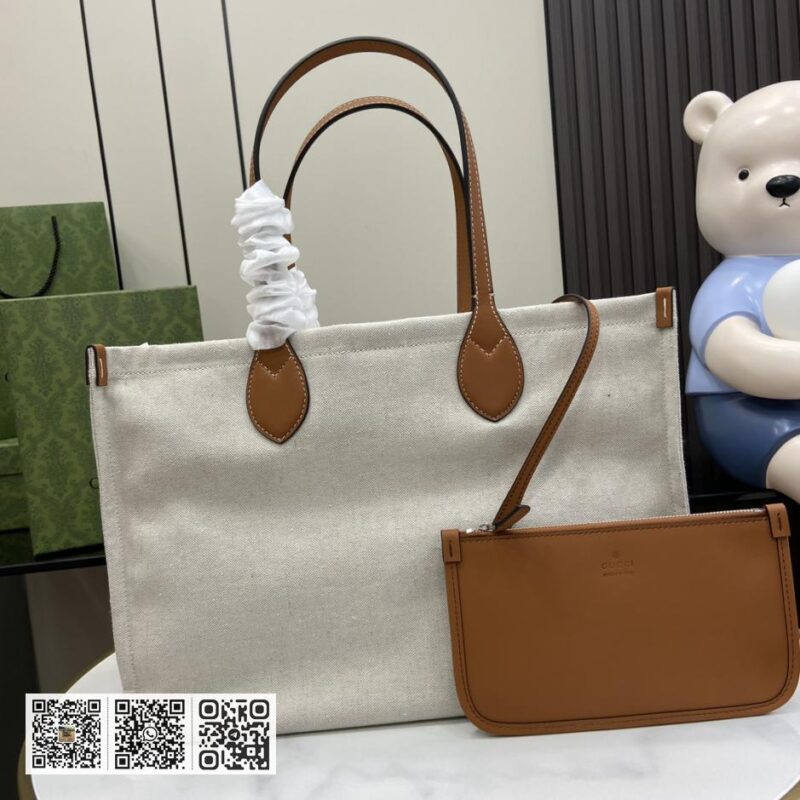 《配全套原厂绿色礼品袋》新品 饰Gucci印花中托特包 - Image 3