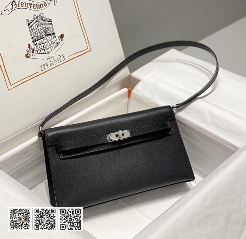 Hermes Kelly elan黑银进口牛皮 - Image 6