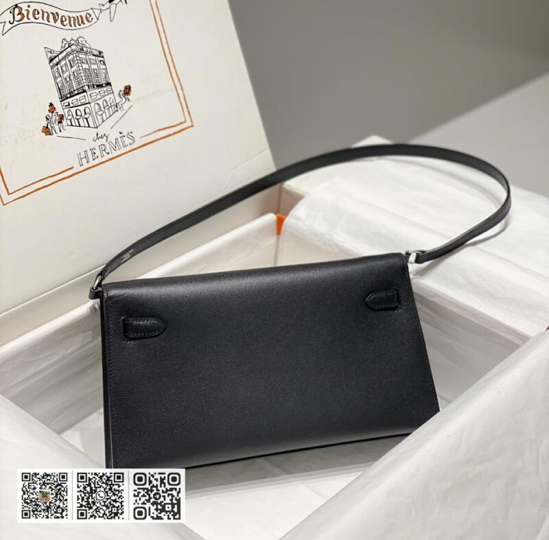 Hermes Kelly elan黑银进口牛皮 - Image 7
