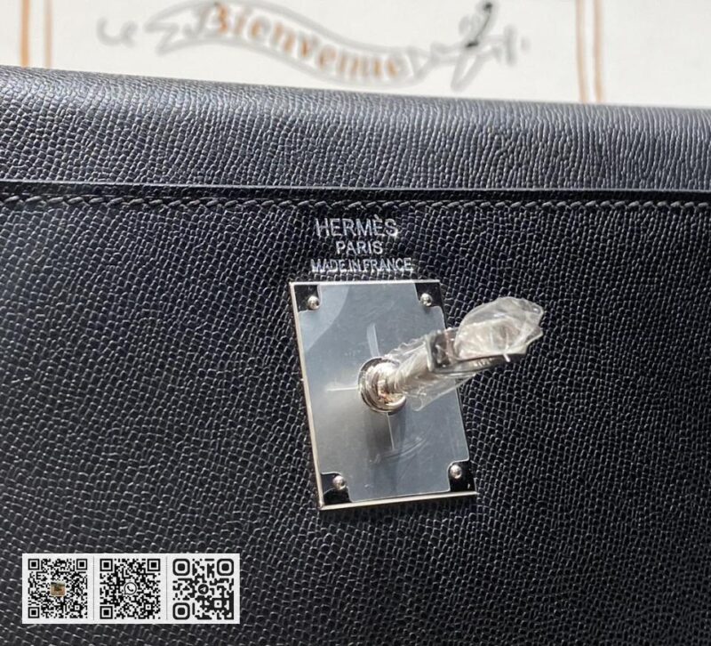 Hermes Kelly elan黑银进口牛皮 - Image 10