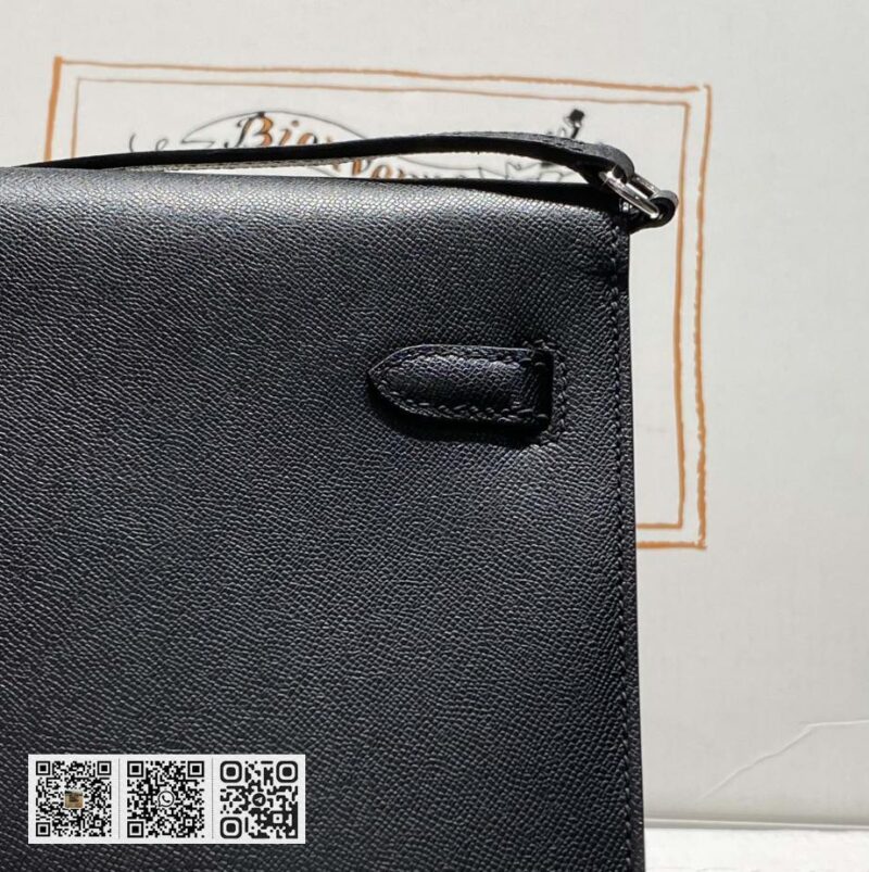 Hermes Kelly elan黑银进口牛皮 - Image 11