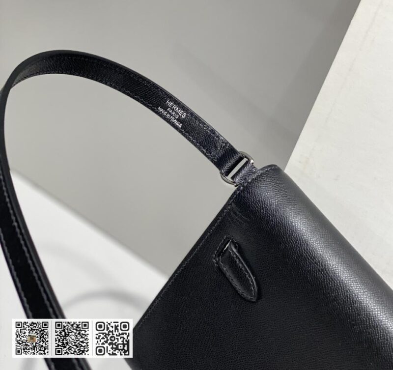 Hermes Kelly elan黑银进口牛皮 - Image 12