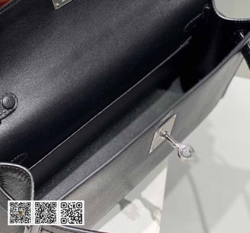Hermes Kelly elan黑银进口牛皮 - Image 14