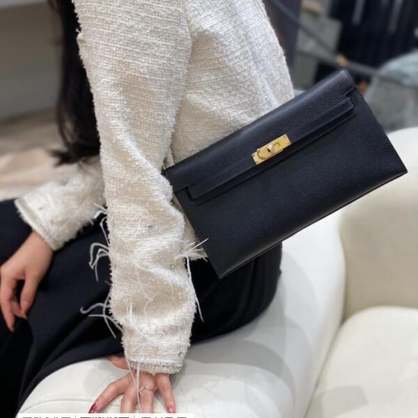 Hermes Kelly elan黑金进口牛皮