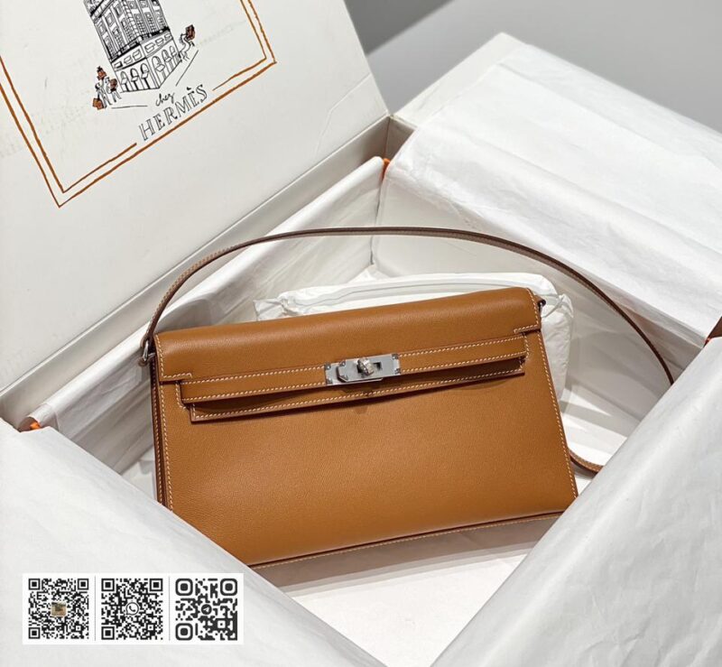 Hermes Kelly elan金棕色 银进口牛皮 十字纹 - Image 6