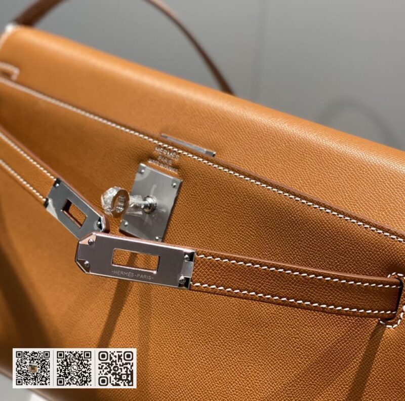 Hermes Kelly elan金棕色 银进口牛皮 十字纹 - Image 11