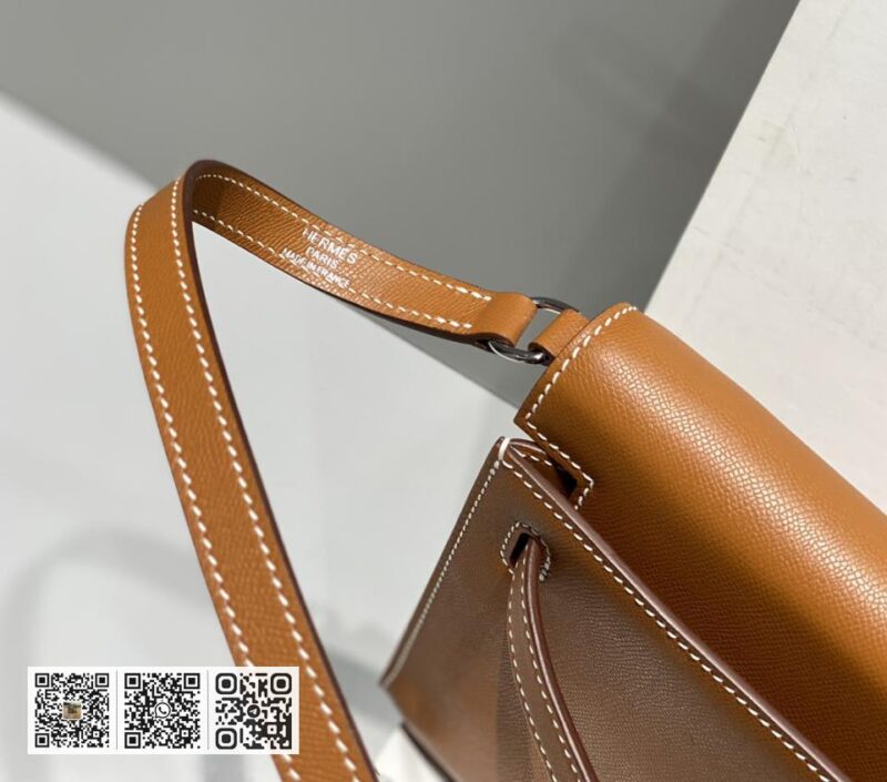 Hermes Kelly elan金棕色 银进口牛皮 十字纹 - Image 12