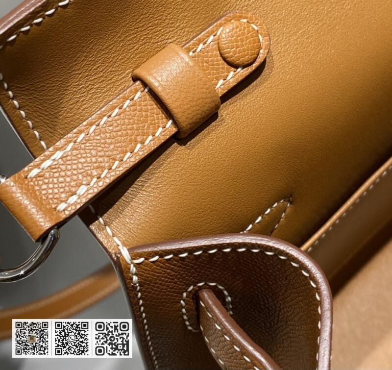 Hermes Kelly elan金棕色 银进口牛皮 十字纹 - Image 13