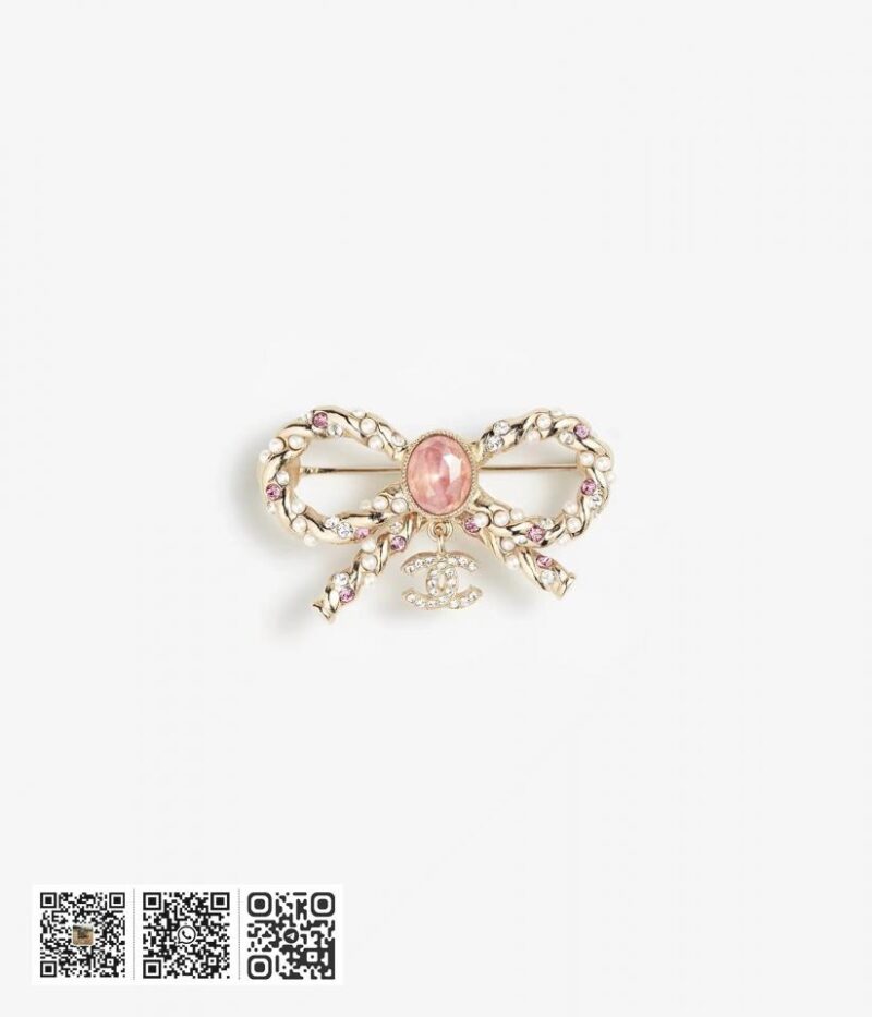 Chanel 秋冬 钻石 粉红双C胸针 - Image 9