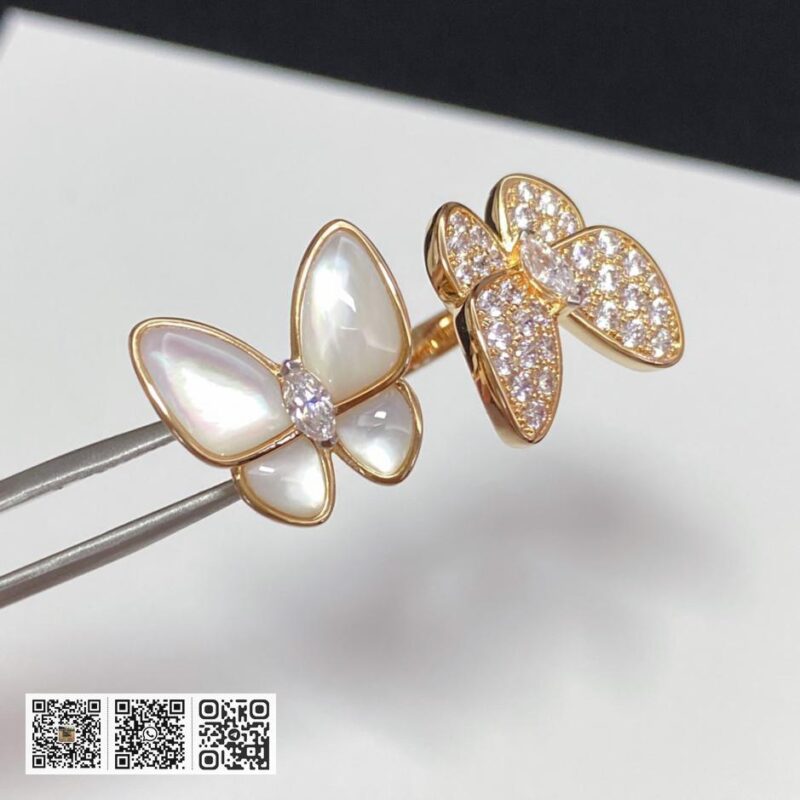 顶级版 Van Cleef &038; Arpels 双蝴蝶开口设计戒指 - Image 3