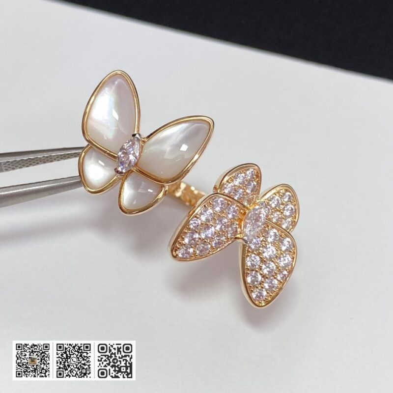 顶级版 Van Cleef &038; Arpels 双蝴蝶开口设计戒指 - Image 5