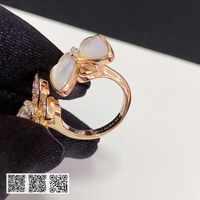 顶级版 Van Cleef &038; Arpels 双蝴蝶开口设计戒指 - Image 6