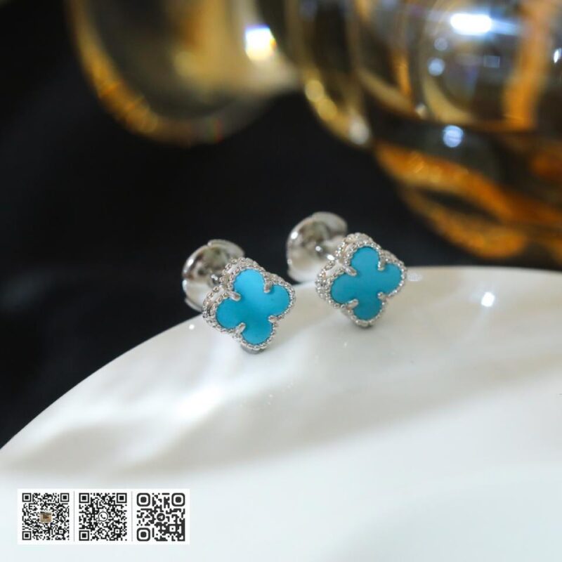顶级版 Van Cleef &038; Arpels 绿松石四叶草mini耳钉
