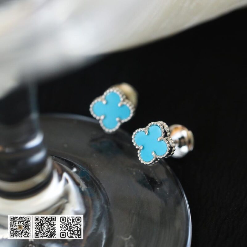 顶级版 Van Cleef &038; Arpels 绿松石四叶草mini耳钉 - Image 2