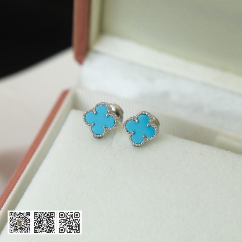 顶级版 Van Cleef &038; Arpels 绿松石四叶草mini耳钉 - Image 5