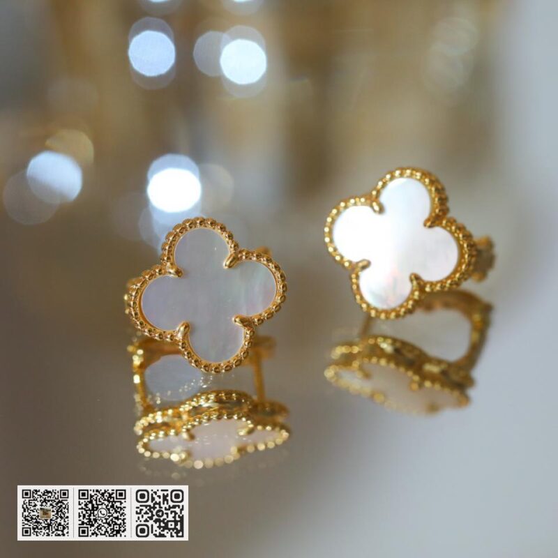 顶级版 Van Cleef &038; Arpels 四叶草 中号 耳钉 - Image 5
