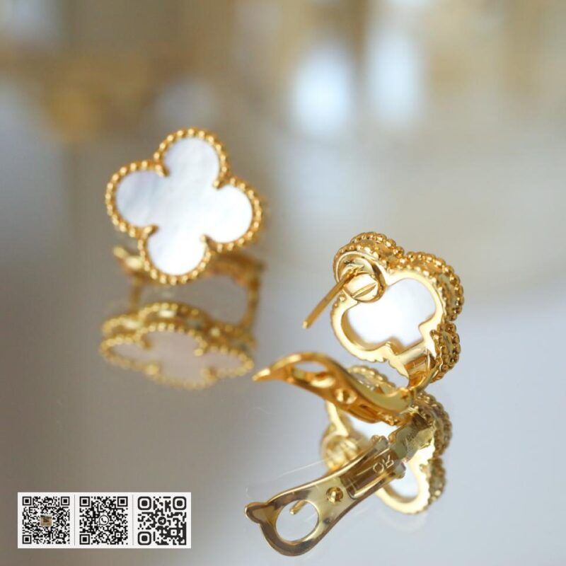 顶级版 Van Cleef &038; Arpels 四叶草 中号 耳钉 - Image 8