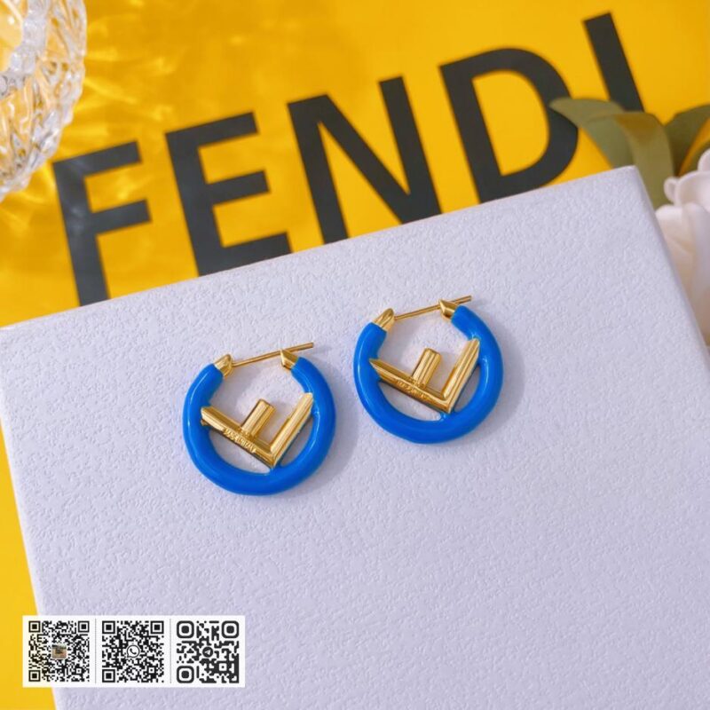 FENDIF字母彩色滴油耳环 - Image 5