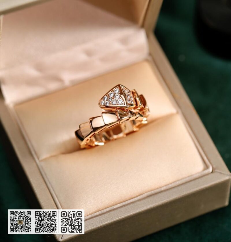 Bvlgari Serpenti 玫瑰金镶钻蛇戒 - Image 2
