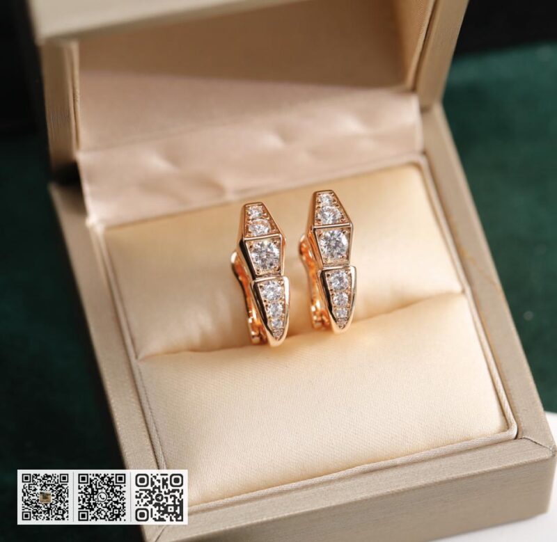 Bvlgari senti 玫瑰金灵蛇满钻耳环