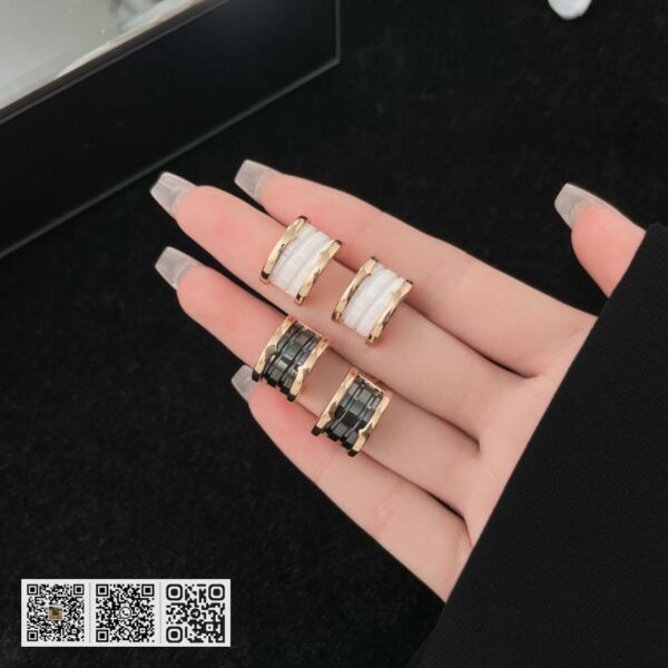 Bvlgari BV黑白陶瓷耳环