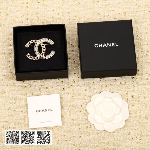 Chanel 链条拼钻双c胸针