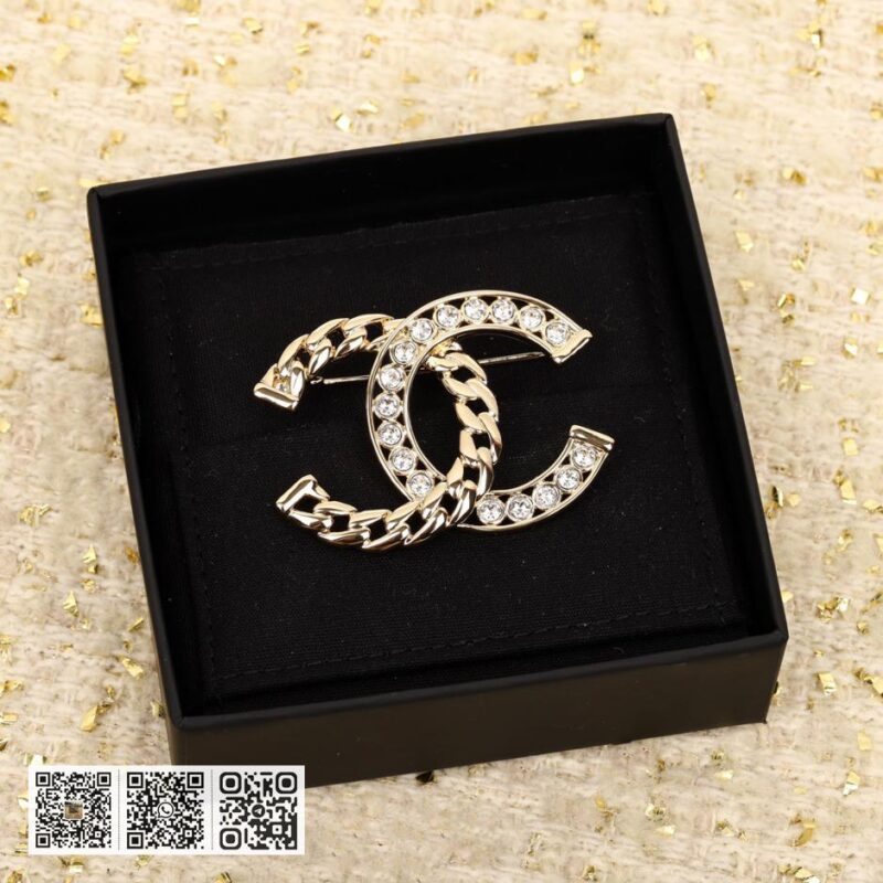 Chanel 链条拼钻双c胸针 - Image 2