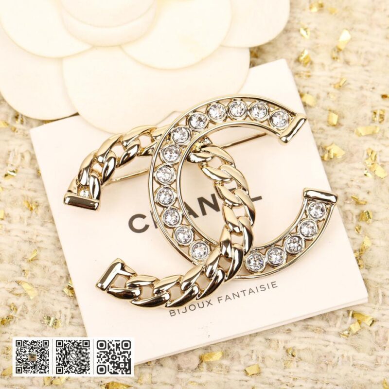 Chanel 链条拼钻双c胸针 - Image 3