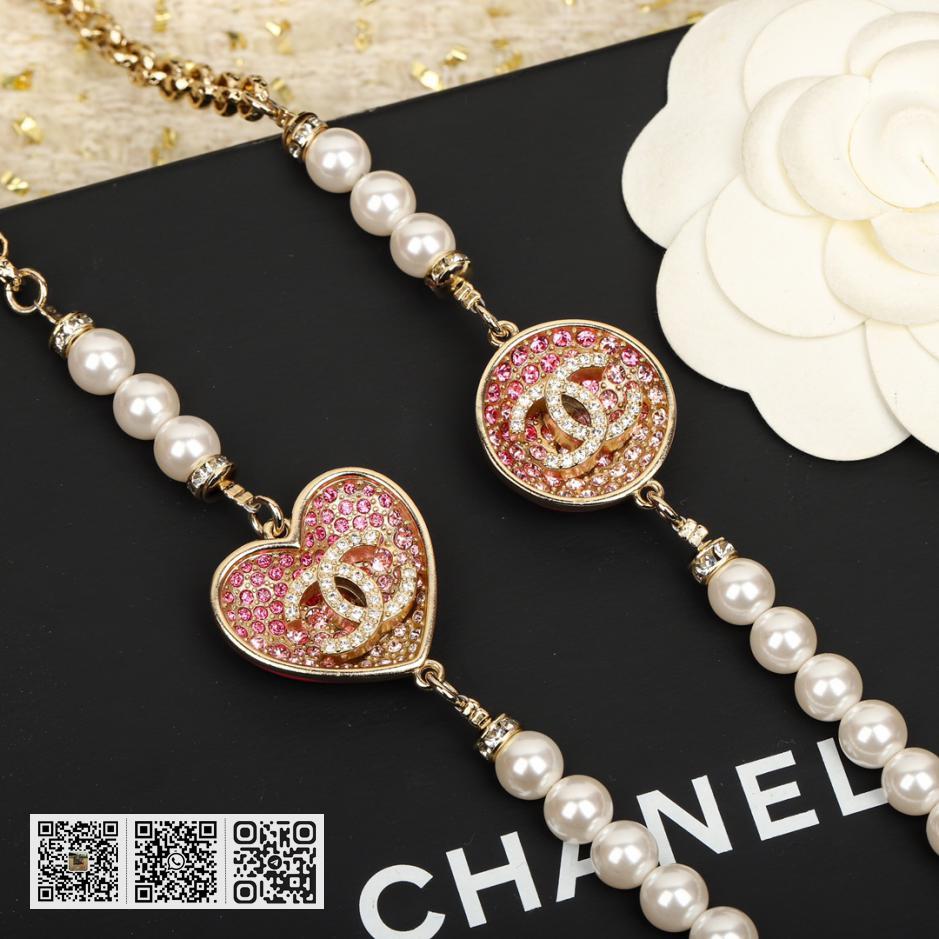 Chanel 23P满钻爱心毛衣链 - Image 2