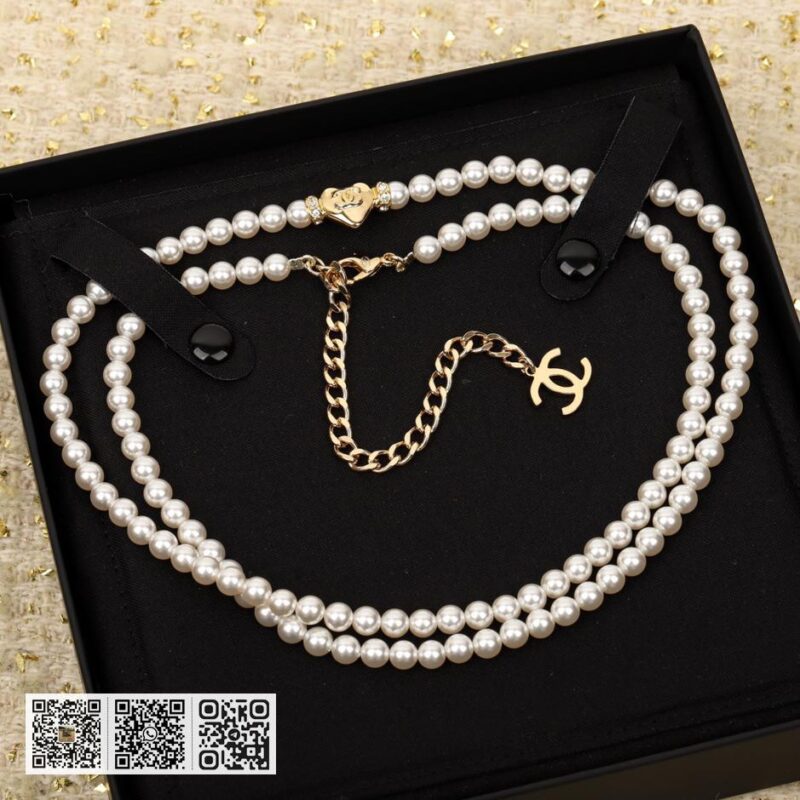 Chanel 爱心珍珠腰链项链 - Image 2