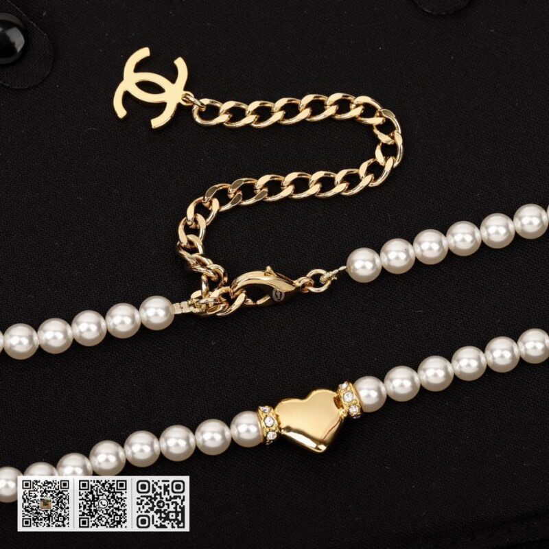 Chanel 爱心珍珠腰链项链 - Image 4