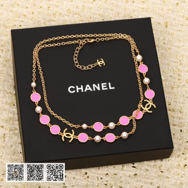 Chanel 粉红玛瑙双c毛衣链