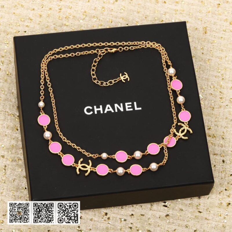 Chanel 粉红玛瑙双c毛衣链