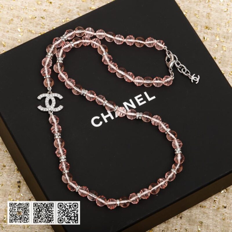 Chanel 蝴蝶结粉红色珍珠毛衣链 - Image 6