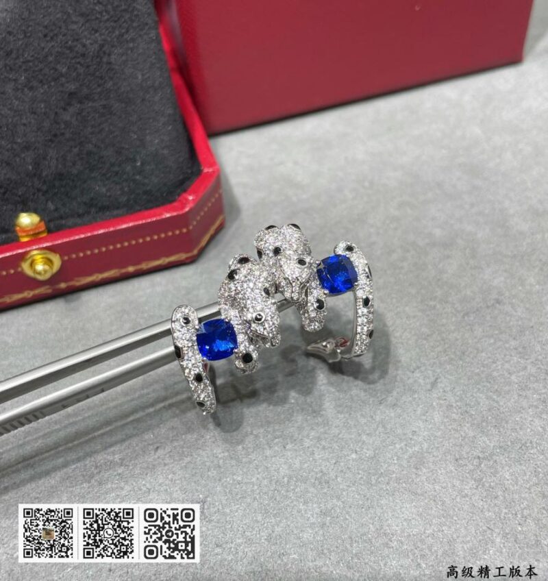 Cartier蓝钻豹耳环 - Image 2