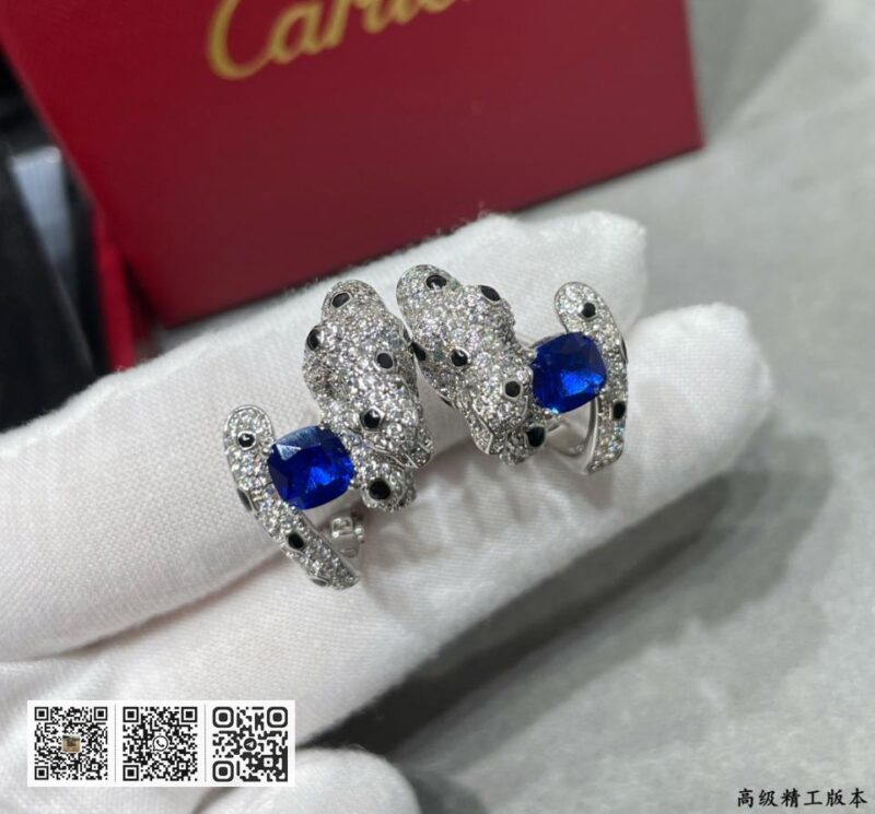 Cartier蓝钻豹耳环 - Image 3