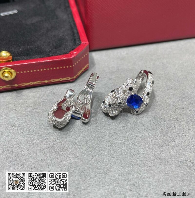 Cartier蓝钻豹耳环 - Image 6