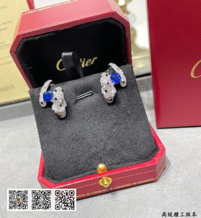 Cartier蓝钻豹耳环 - Image 7